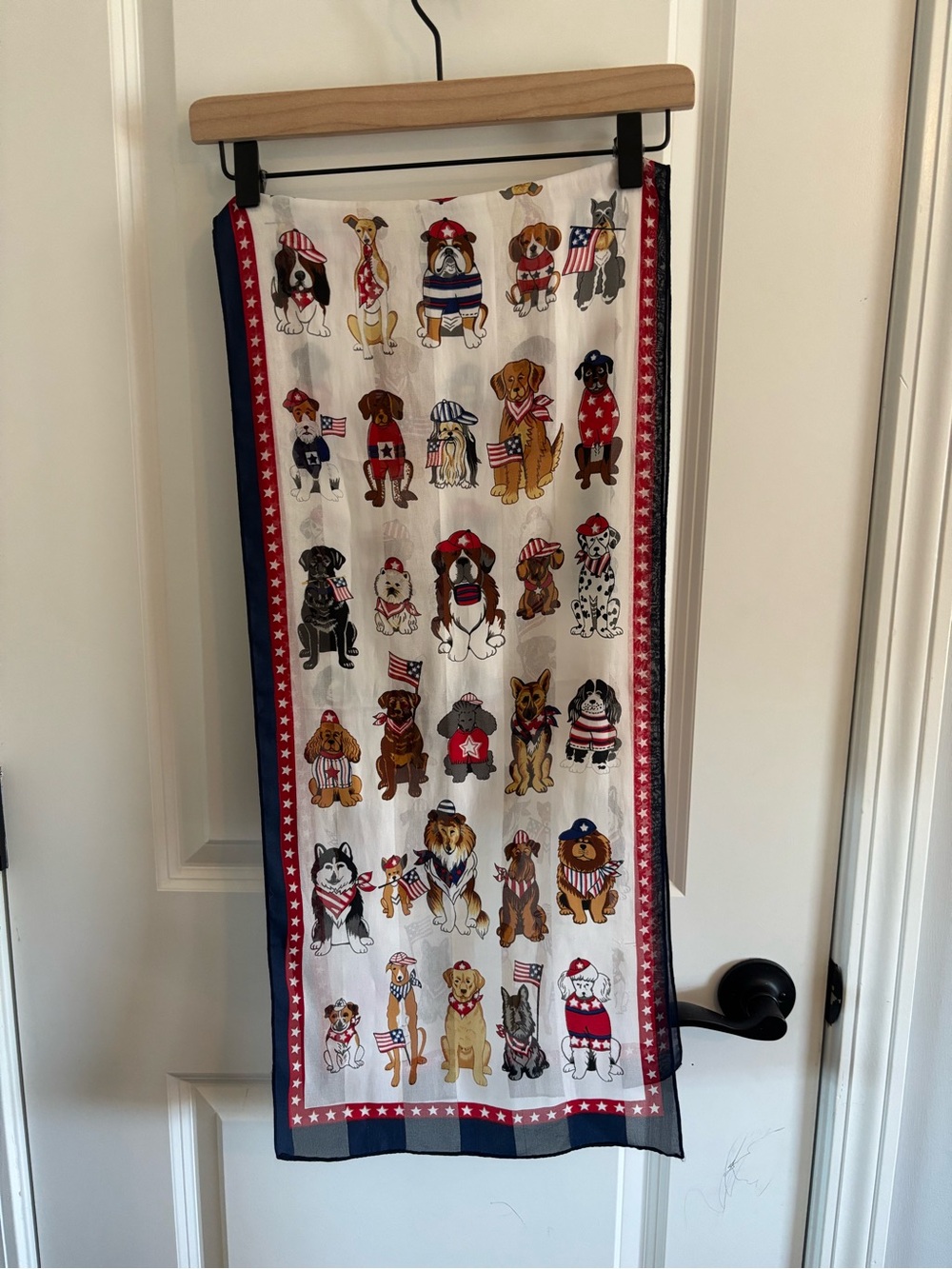 Source Unknown Patriotic Dog Print Scarf in Red, White & Blue